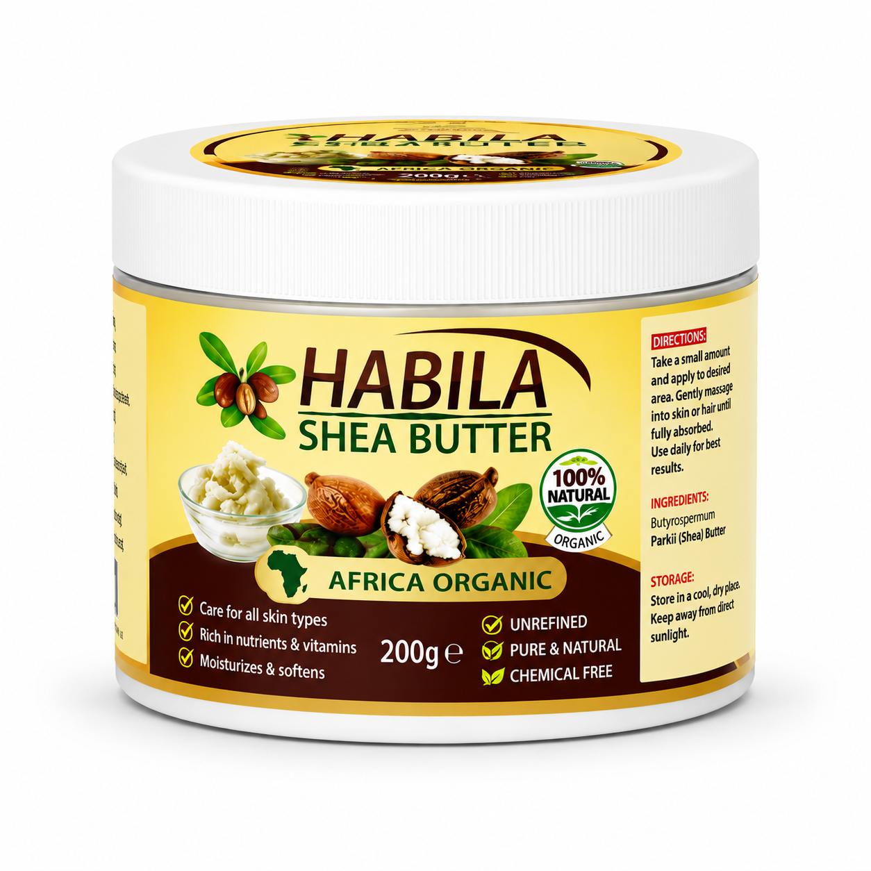HABILA PURE & UNREFINED SHEA BUTTER – 200g