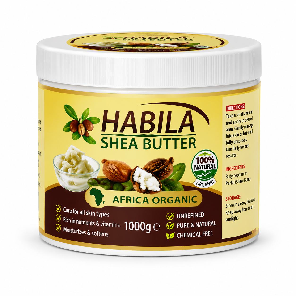HABILA PURE & UNREFINED SHEA BUTTER – 1000g